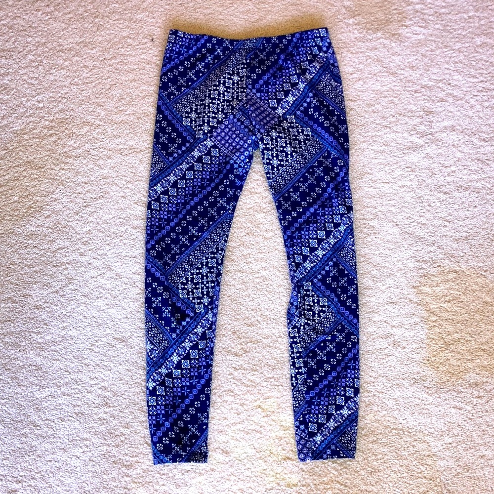 dark blue printed leggings